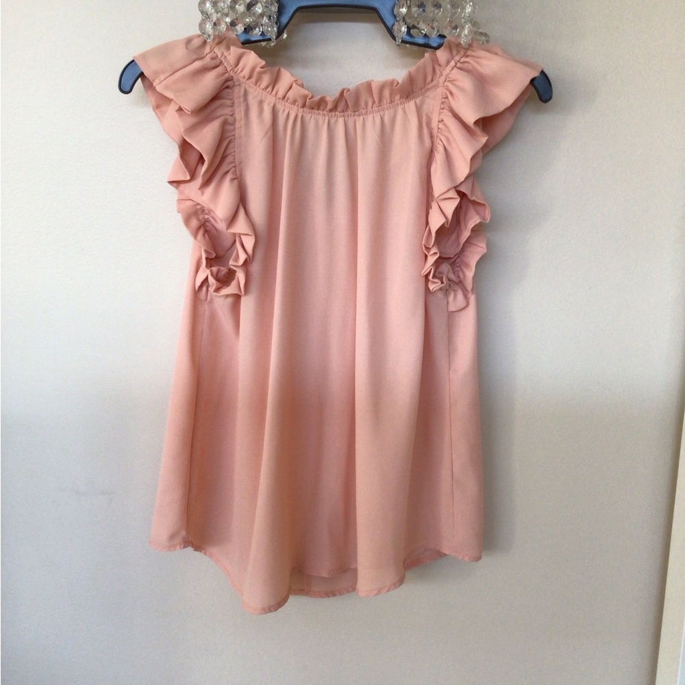 Mine Pink Ruffled Sleeveless Blouse